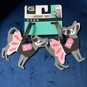 2pk luggage tags gforce cat lady